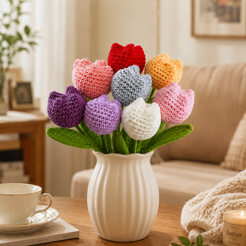 The Forever Tulips — Hand Crocheted Bouquet